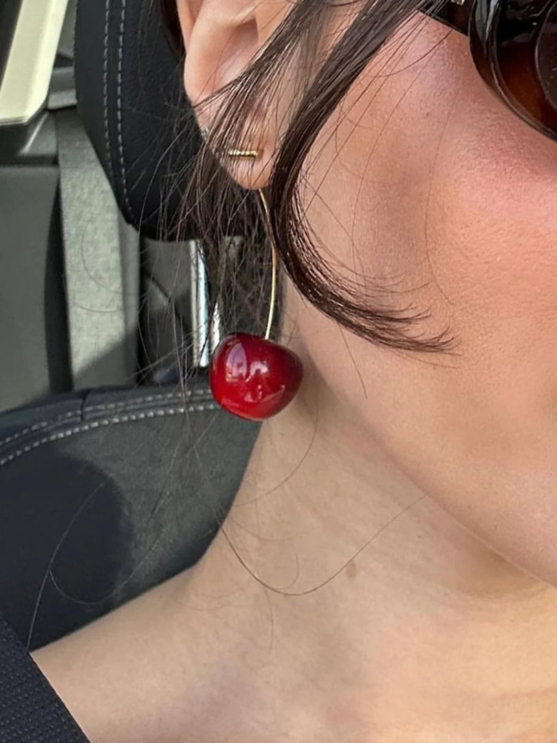 Bloedrode Kersenoorbellen, Y2K Sieraden, Y2K, Coquette, Lichtgewicht, Witte Olifant Cadeau, Galentine Feest, Schattige Oorbellen