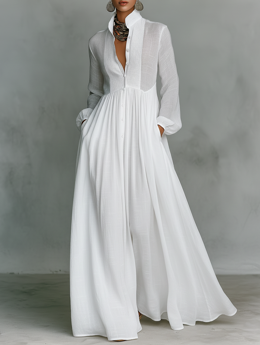 Elisa™ | Maxi Jurk met Tijdloze Elegantie en Flatterende Valling voor Elke Dag