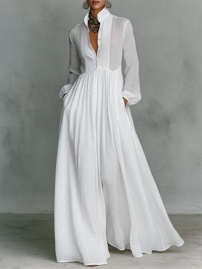 Elisa™ | Maxi Jurk met Tijdloze Elegantie en Flatterende Valling voor Elke Dag