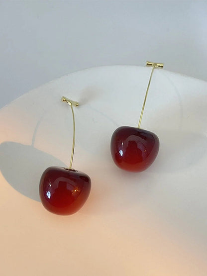 Bloedrode Kersenoorbellen, Y2K Sieraden, Y2K, Coquette, Lichtgewicht, Witte Olifant Cadeau, Galentine Feest, Schattige Oorbellen