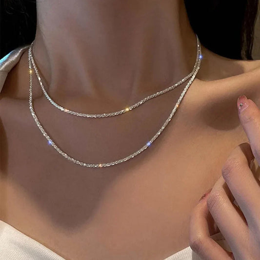 Dubbele Laag Ketting met Kristallen