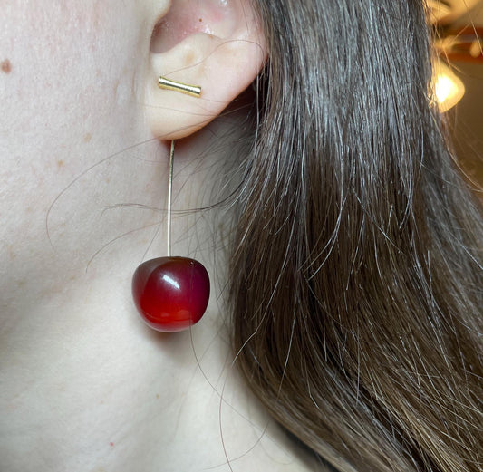 Bloedrode Kersenoorbellen, Y2K Sieraden, Y2K, Coquette, Lichtgewicht, Witte Olifant Cadeau, Galentine Feest, Schattige Oorbellen