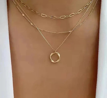 Klassieke gelaagde gouden ketting met hanger