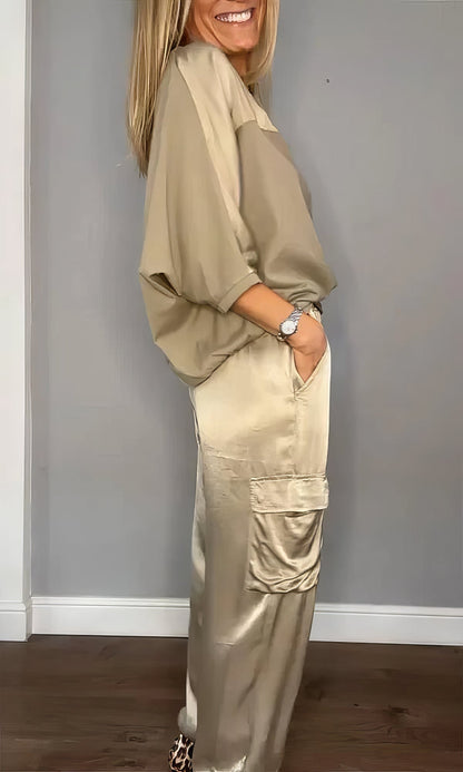 AMELIA | Compleet Twee Stukken Blouse en Cargo Broek Chic